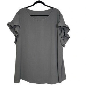SHEIN Curve Women’s 4XL Gray Ruffle Short Sleeve Blouse